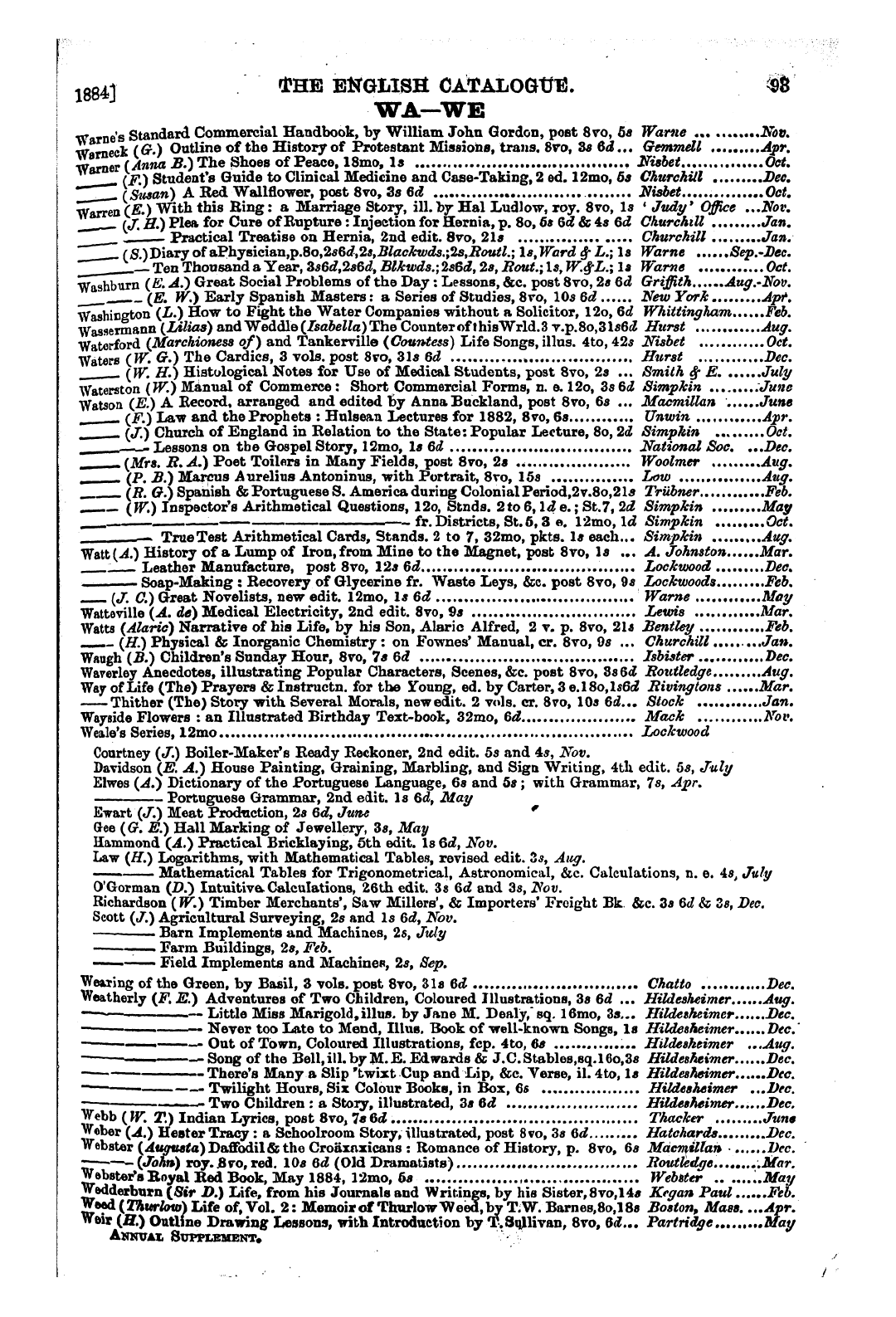 Publishers’ Circular (1880-1890): jS F Y, 1st edition: 97