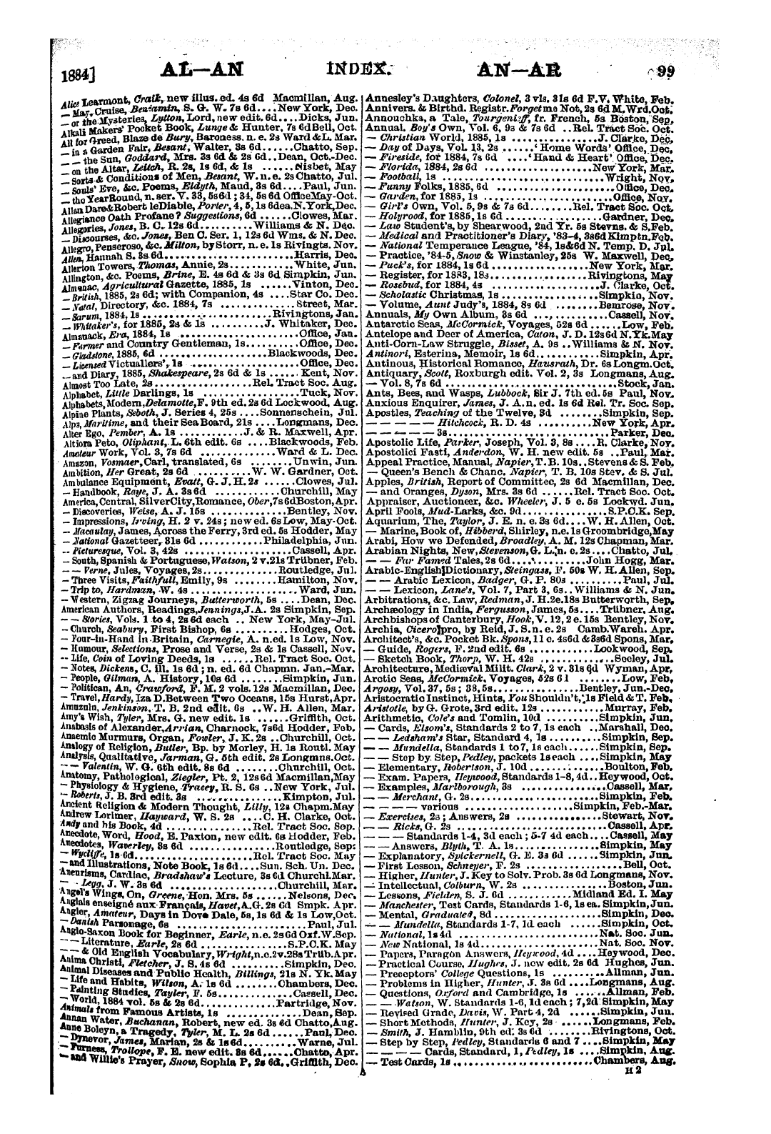 Publishers’ Circular (1880-1890): jS F Y, 1st edition: 103