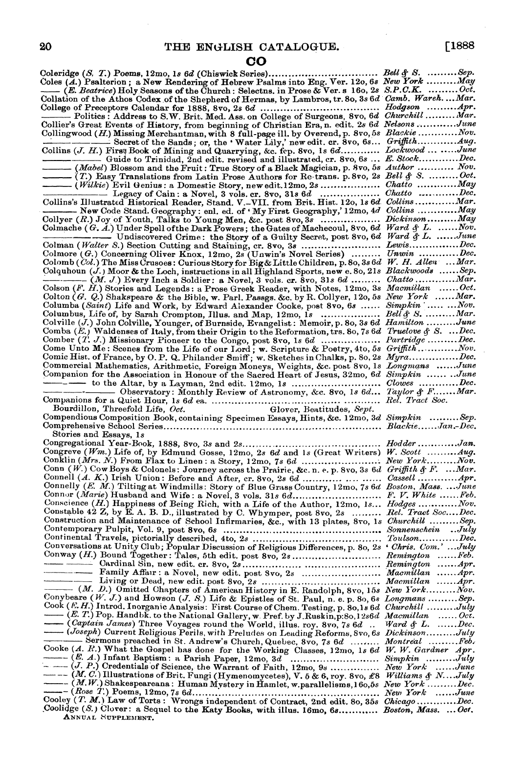 Publishers’ Circular (1880-1890): jS F Y, 1st edition: 22