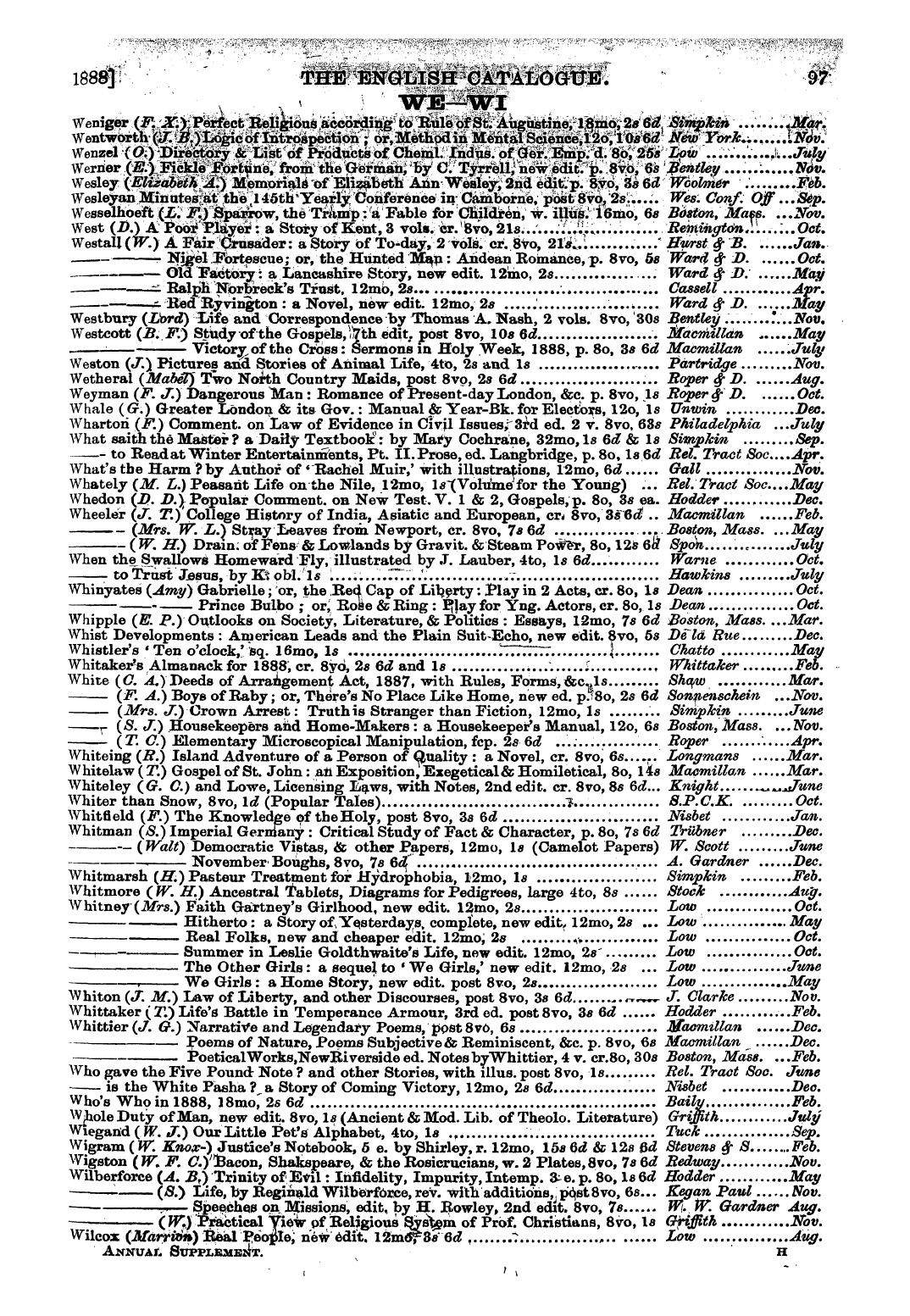 Publishers’ Circular (1880-1890): jS F Y, 1st edition: 99