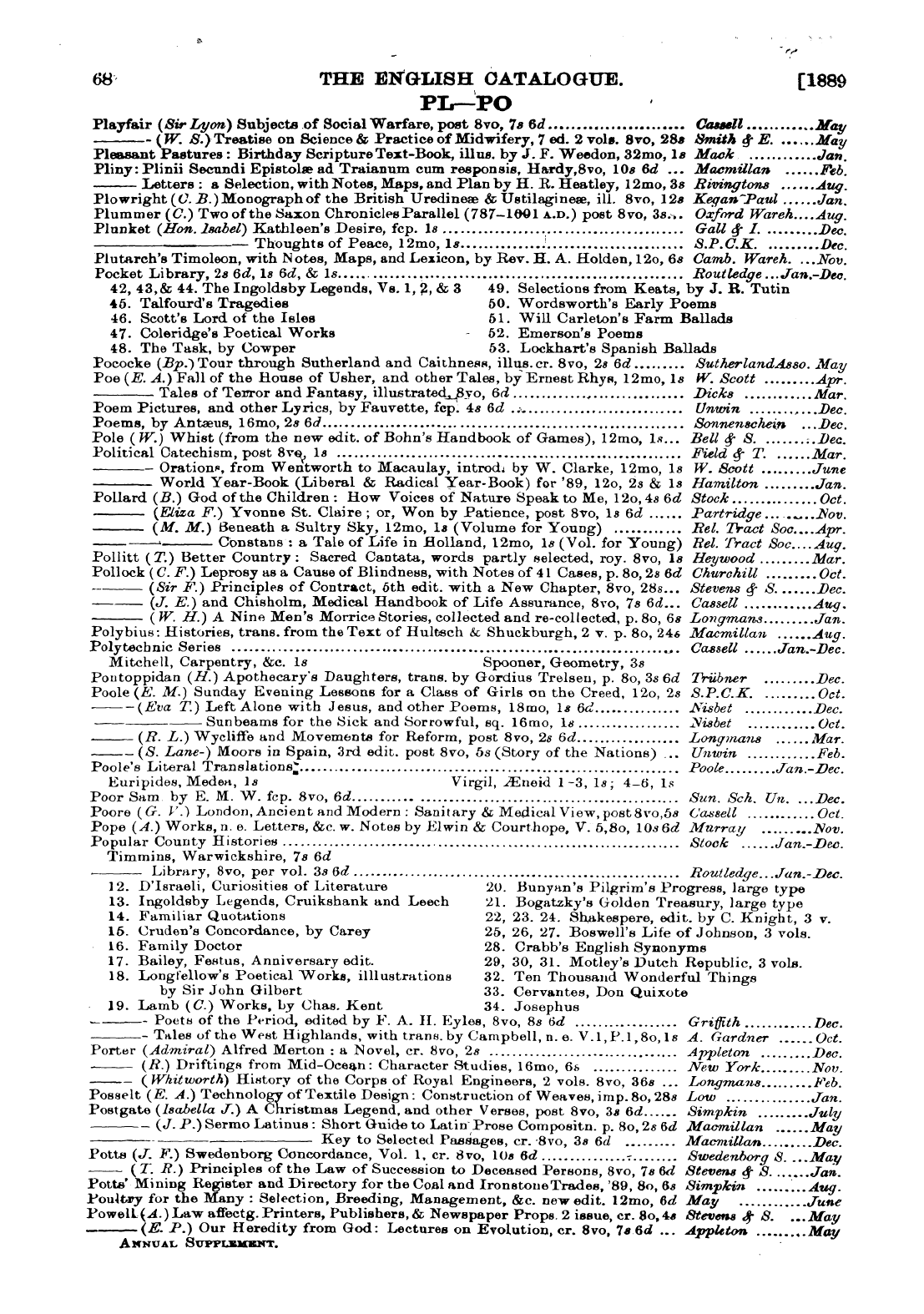 Publishers’ Circular (1880-1890): jS F Y, 1st edition: 70