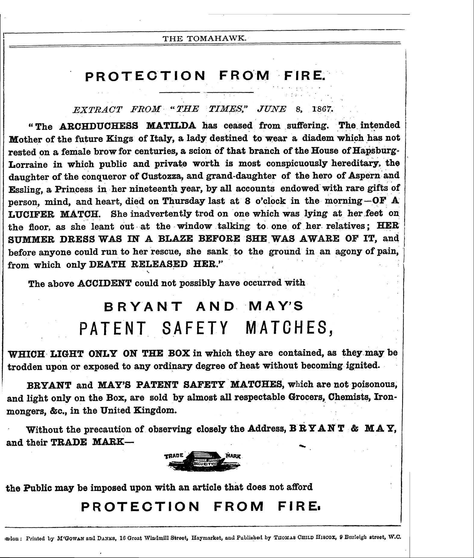 Tomahawk (1867-1870): jS F Y, 1st edition: 10