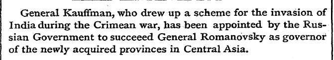 General Kauffman, who drew up a scheme f...