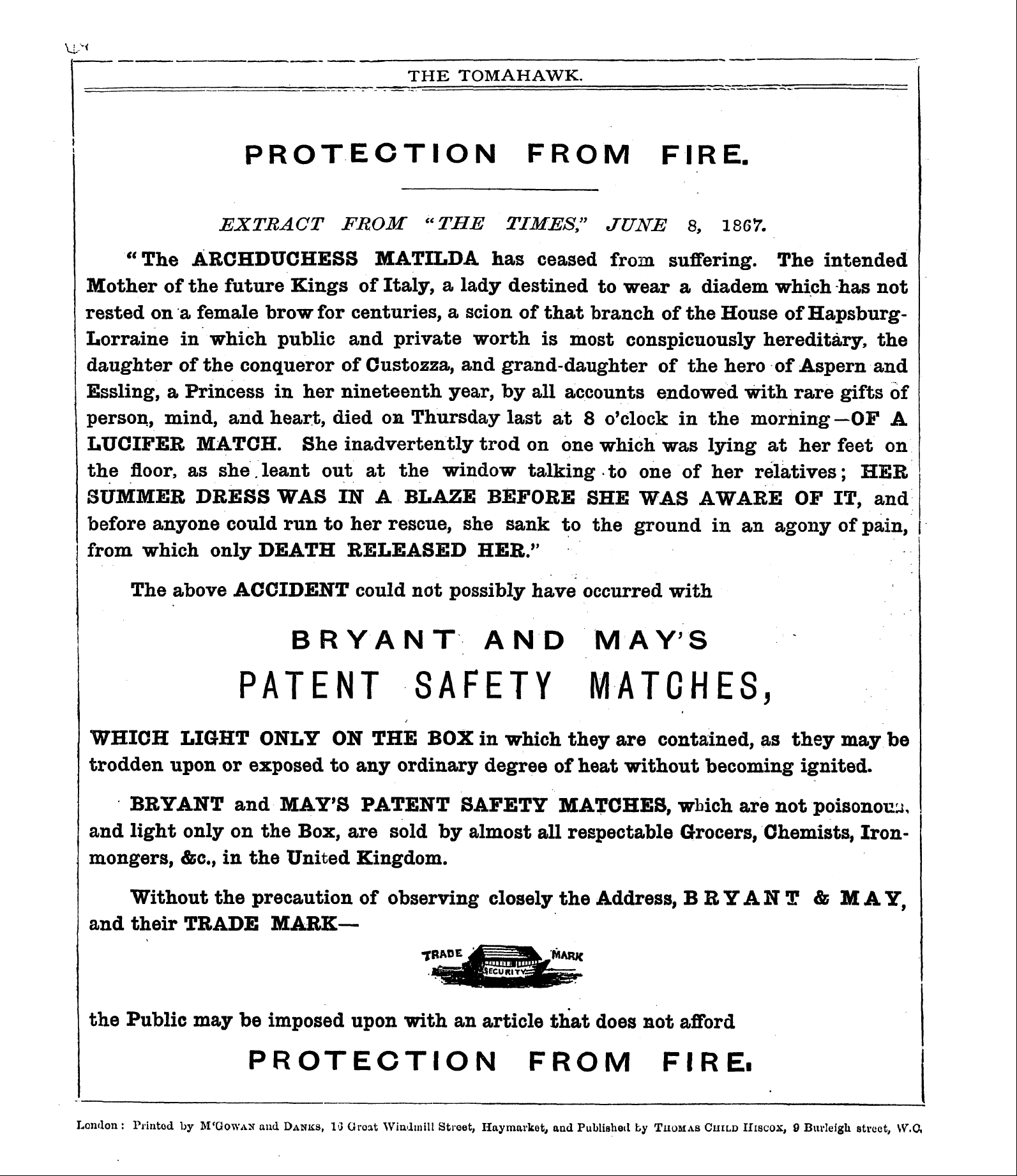 Tomahawk (1867-1870): jS F Y, 1st edition - The Tomahawk.