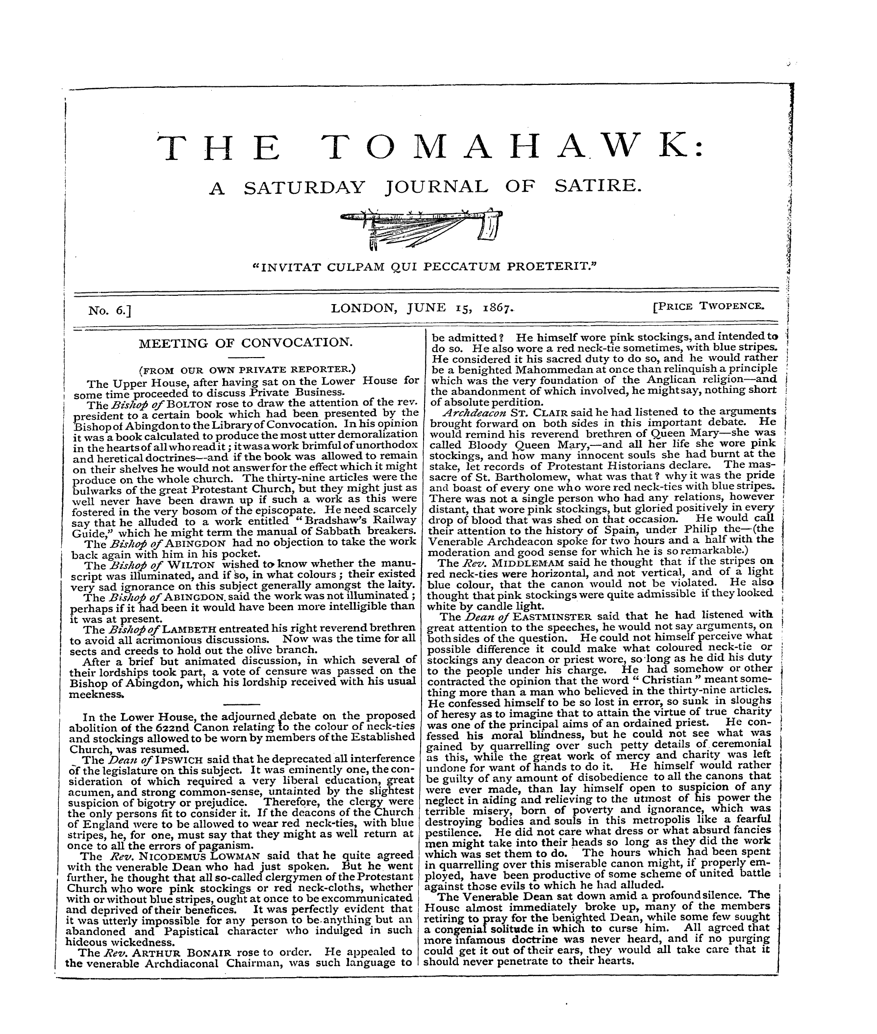 Tomahawk (1867-1870): jS F Y, 1st edition: 1