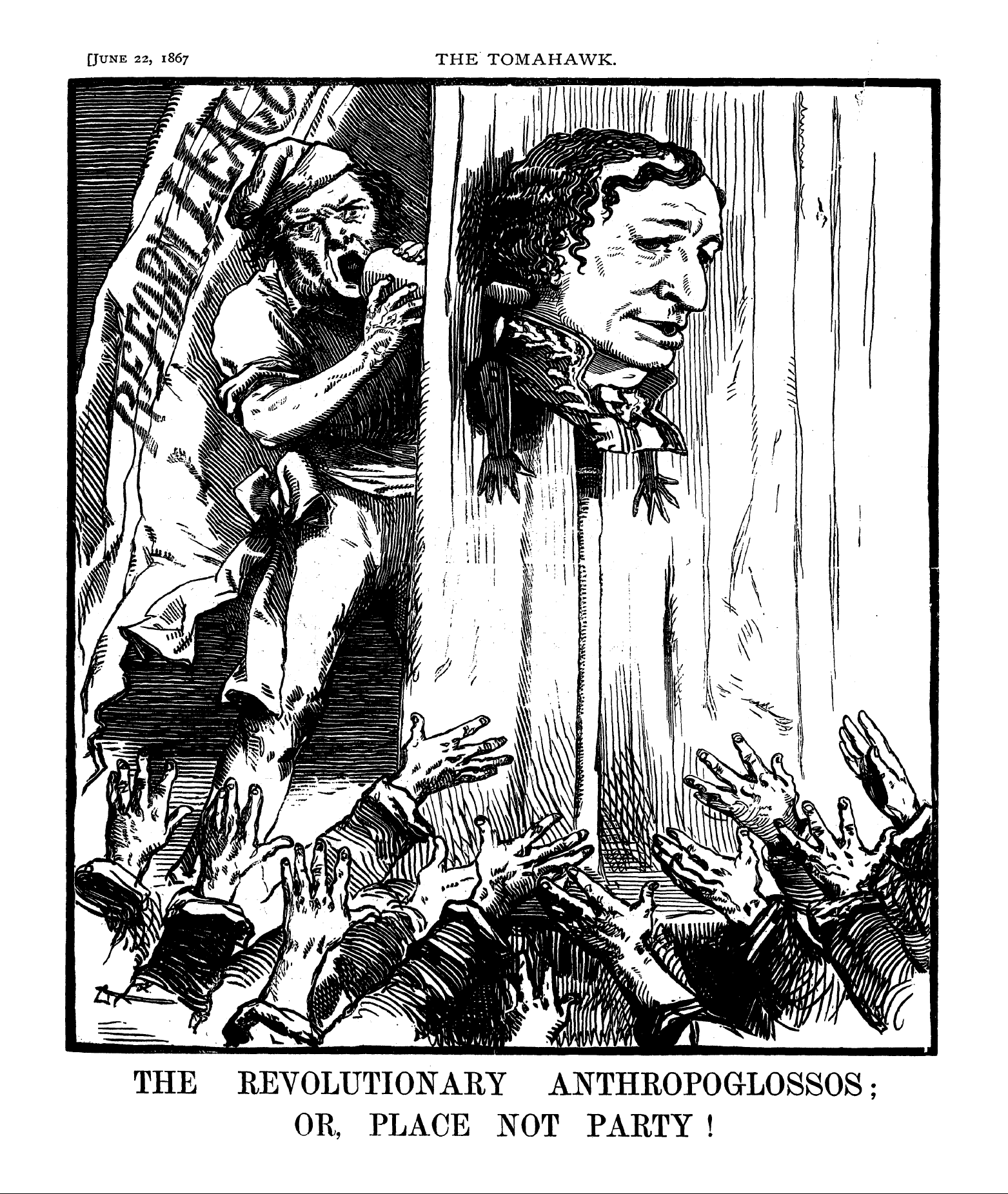 Tomahawk (1867-1870): jS F Y, 1st edition - The Revolutionary Anthropoglossos; Or, Place Not Party !