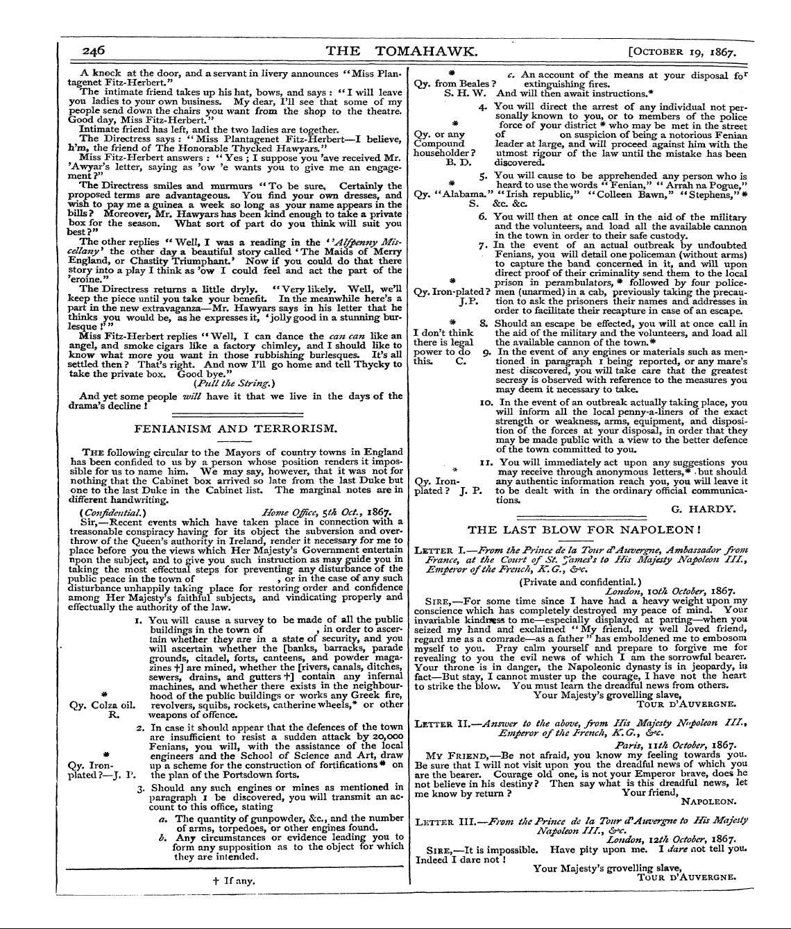 Tomahawk (1867-1870): jS F Y, 1st edition - Poorplayers! Scen Rious Ts..— Carpet The...