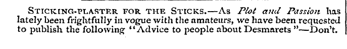 Sticking-plaster for the Sticks.—As Plot...