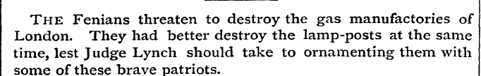 The Fenians threaten to destroy the gas ...