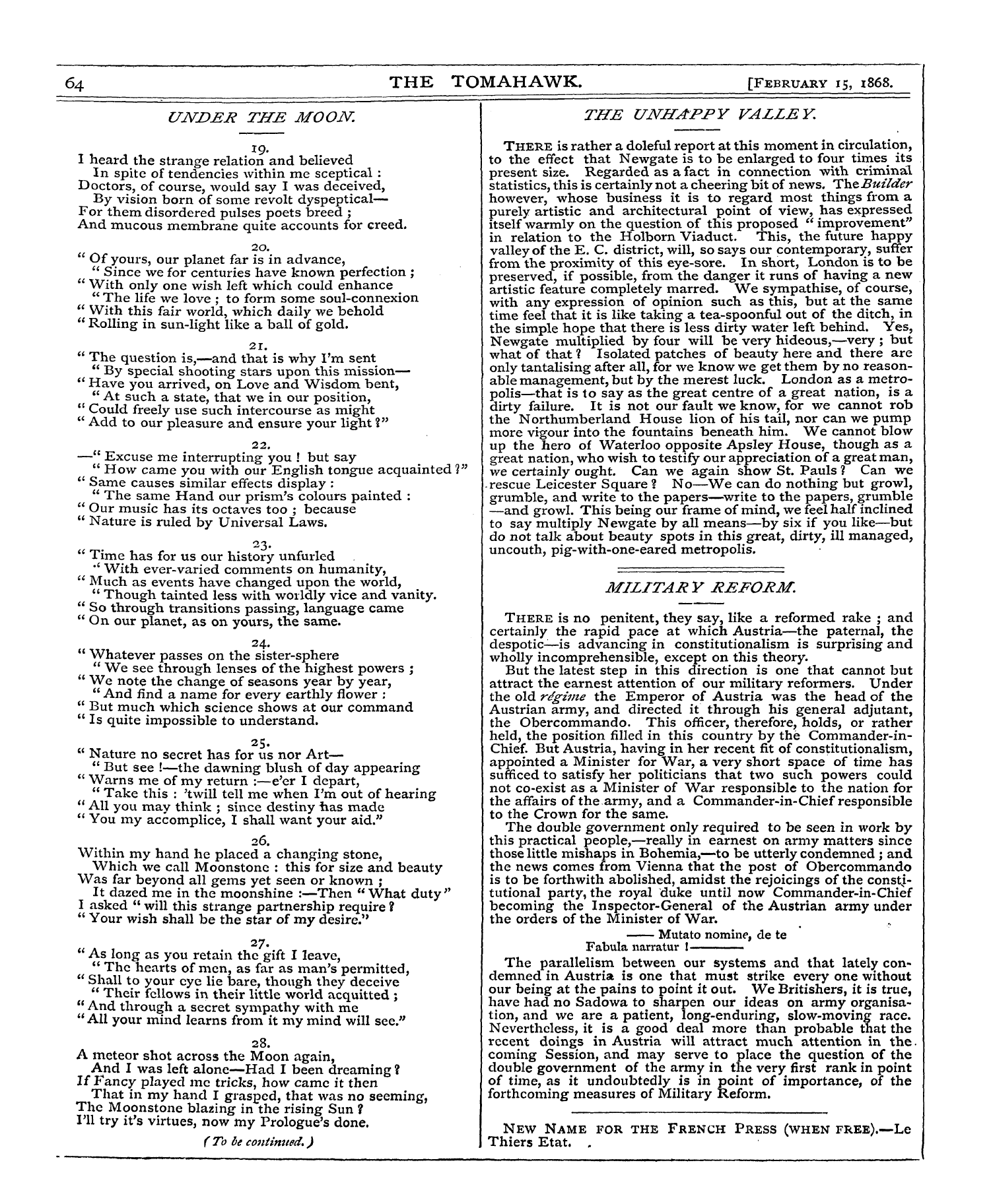 Tomahawk (1867-1870): jS F Y, 1st edition: 2