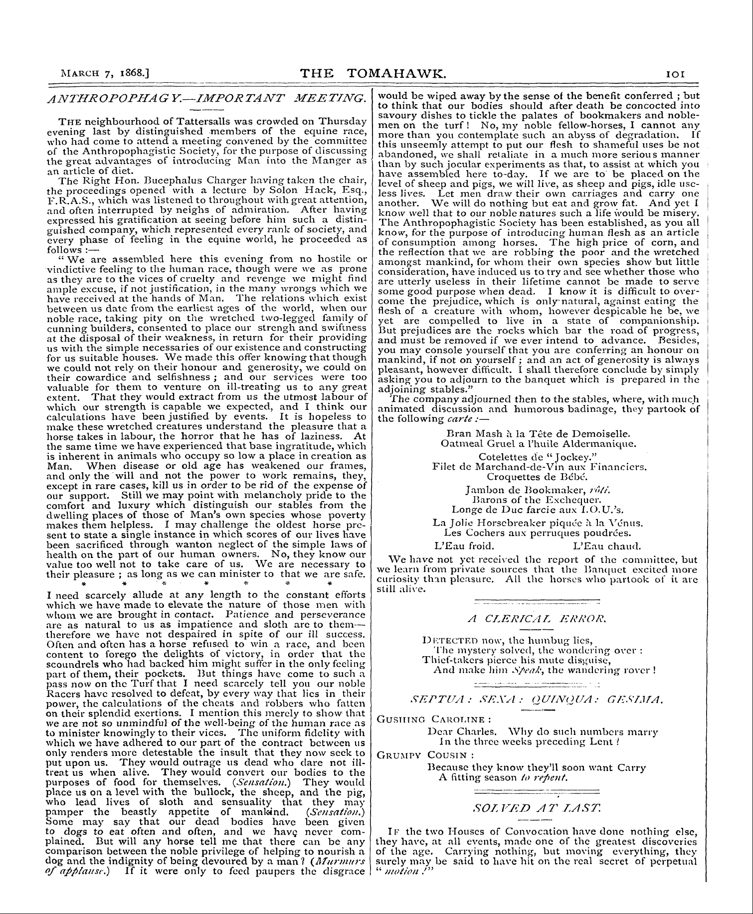 Tomahawk (1867-1870): jS F Y, 1st edition: 9