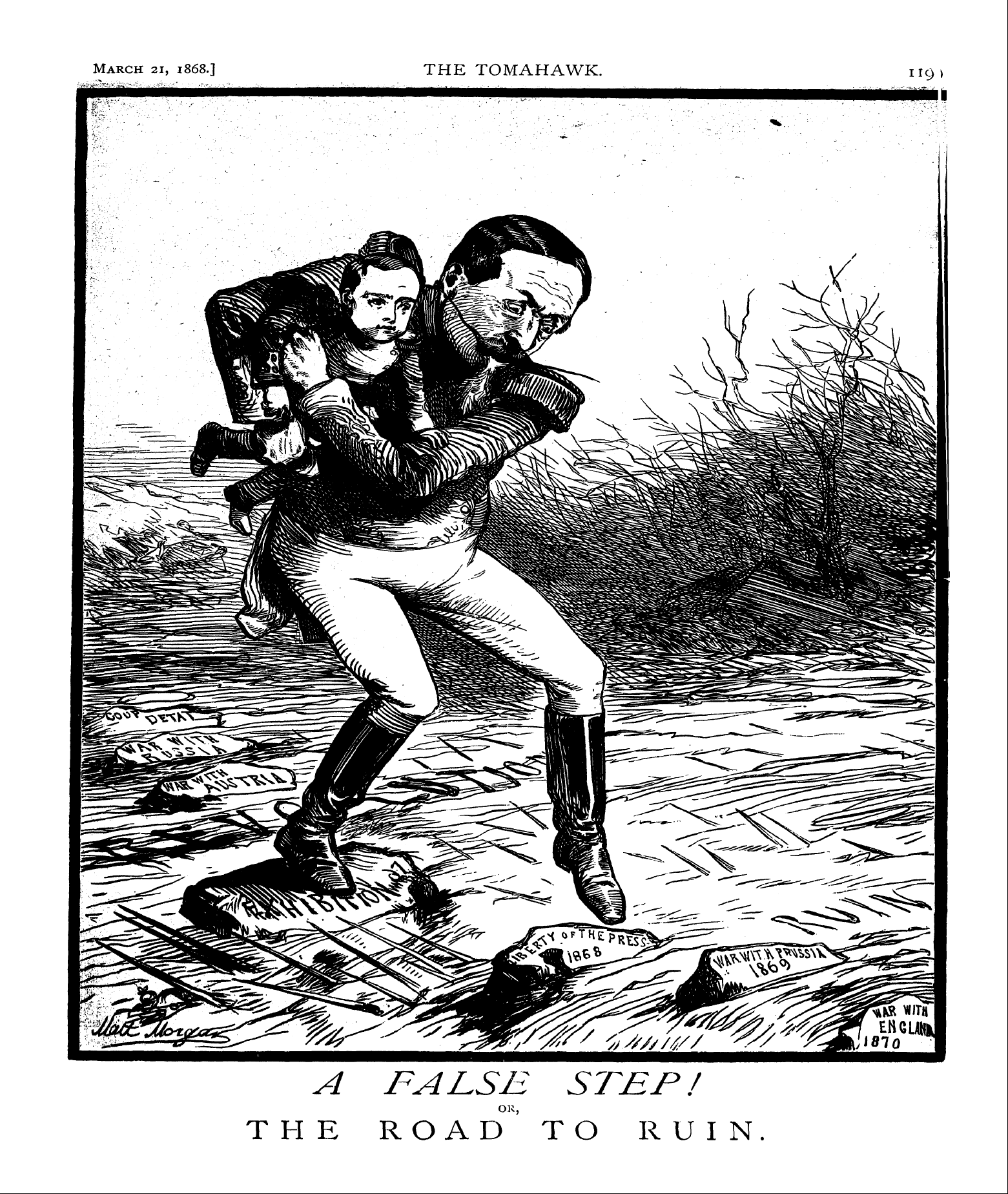 Tomahawk (1867-1870): jS F Y, 1st edition - March 21, 1868.] The Tomahawk. 1 Km