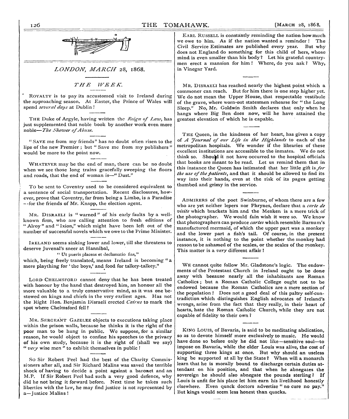 Tomahawk (1867-1870): jS F Y, 1st edition: 4