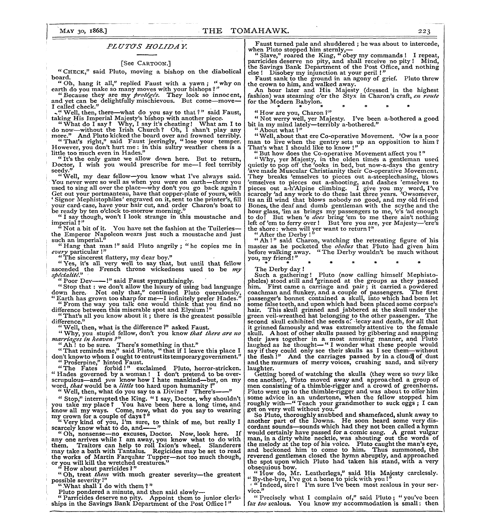 Tomahawk (1867-1870): jS F Y, 1st edition - Pl Utgs Ho Lid A K