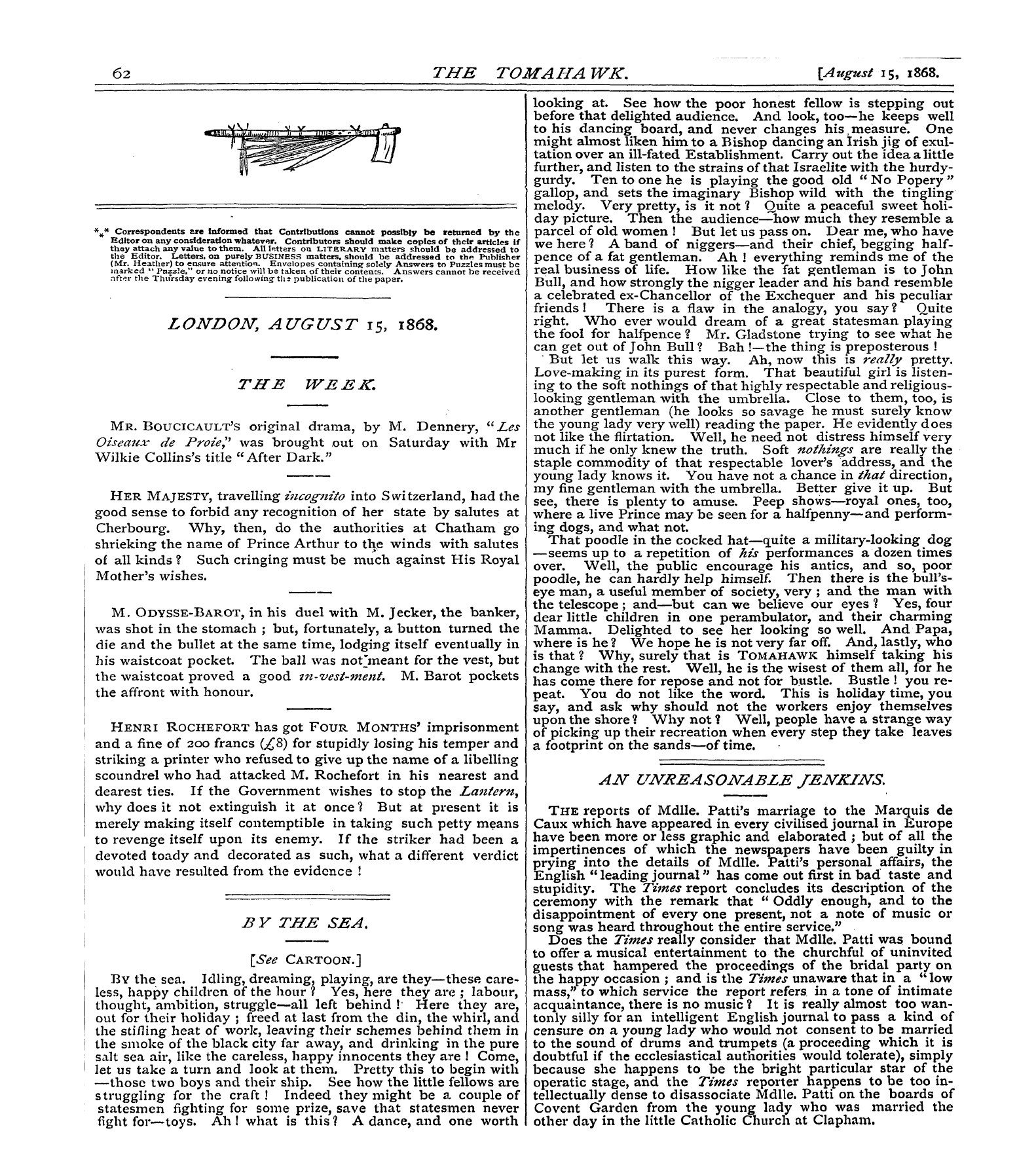 Tomahawk (1867-1870): jS F Y, 1st edition - Pc00413
