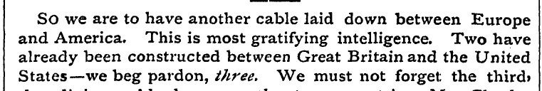 So we are to have another cable laid dow...