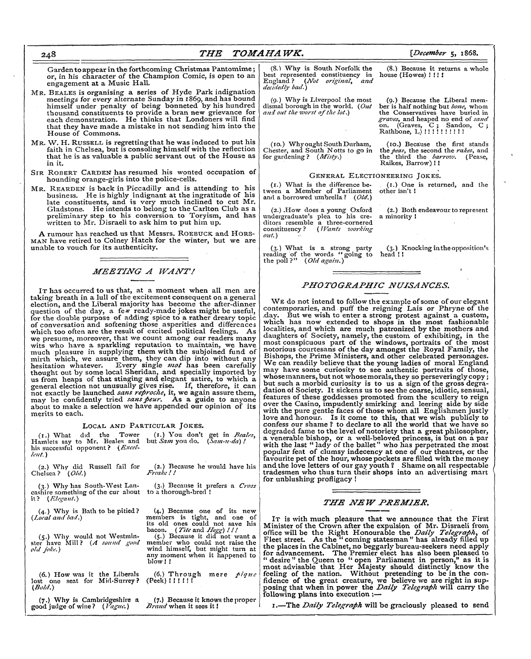 Tomahawk (1867-1870): jS F Y, 1st edition: 10
