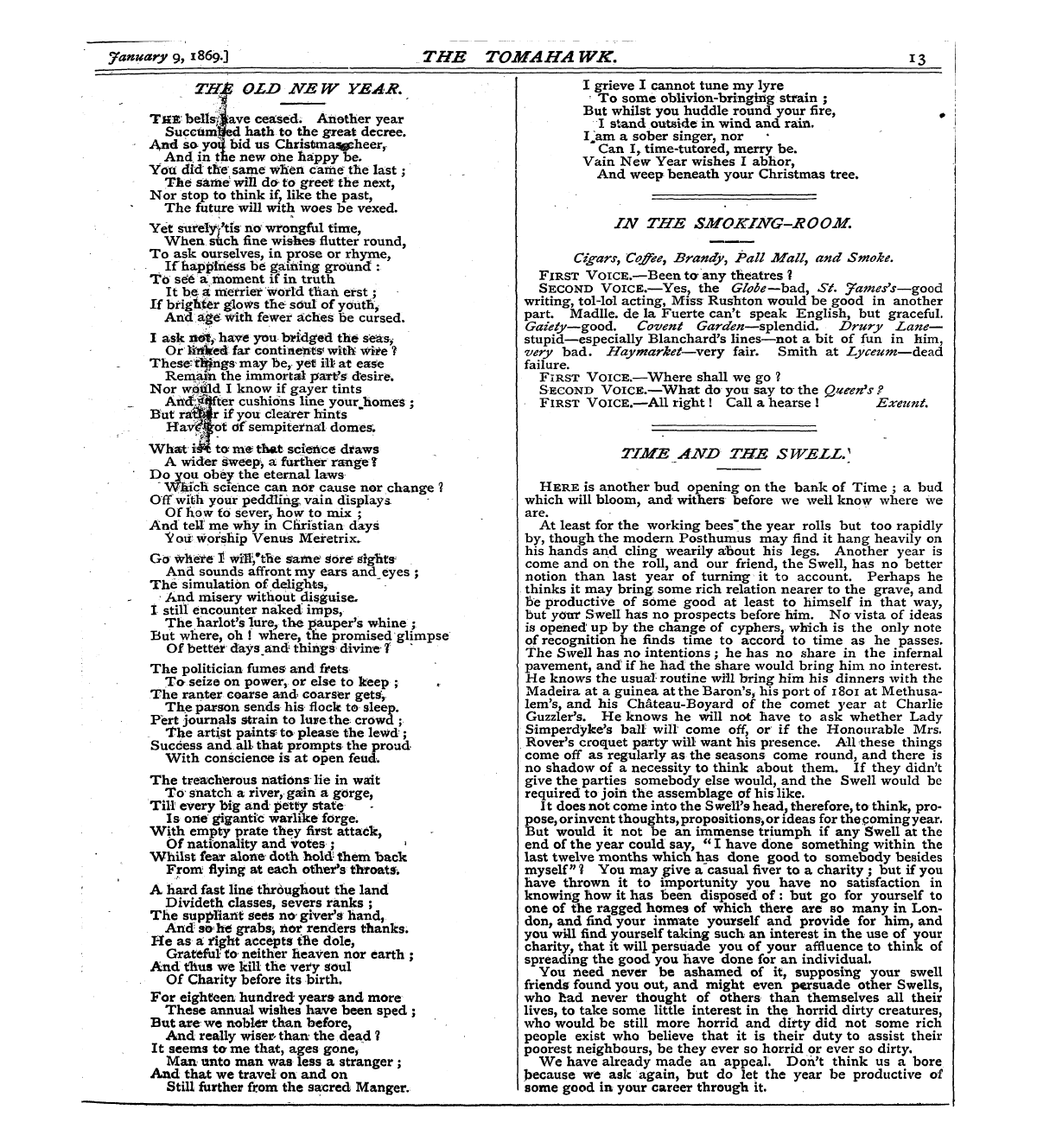 Tomahawk (1867-1870): jS F Y, 1st edition - In The Smoking-Room,