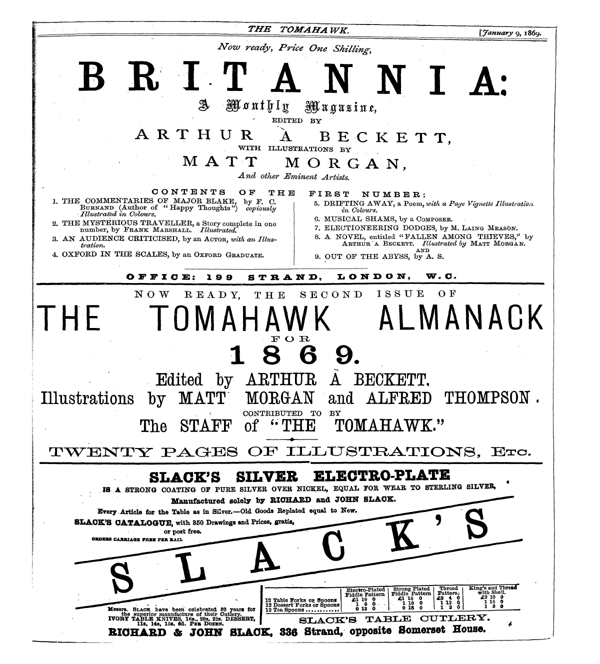 Tomahawk (1867-1870): jS F Y, 1st edition - Ad01301