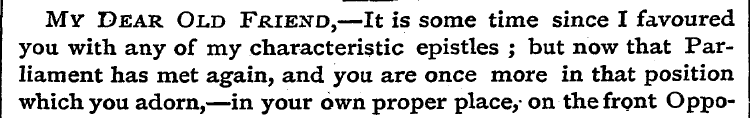 My Dear Old Friend,—It is some time sinc...