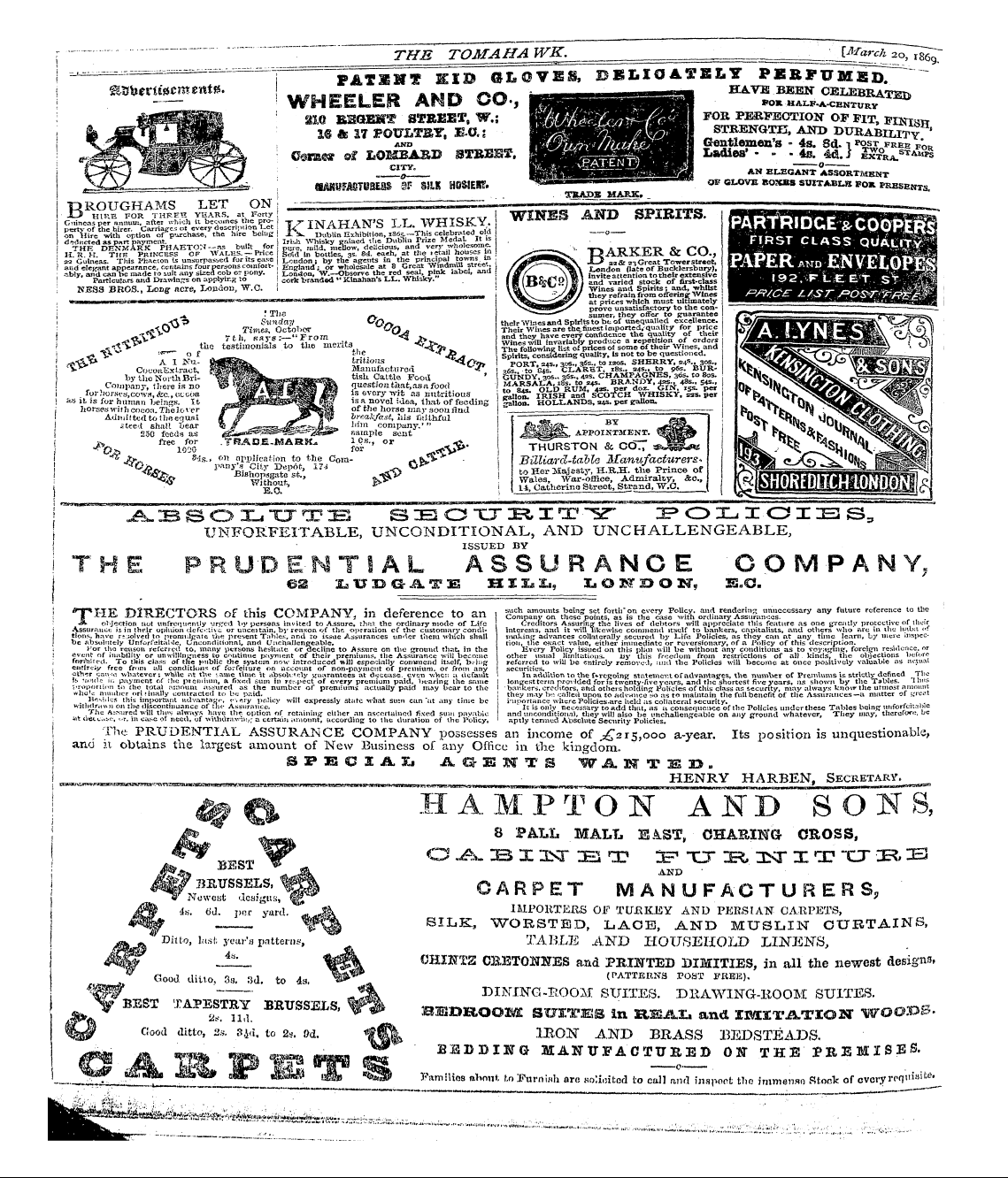 Tomahawk (1867-1870): jS F Y, 1st edition - Ad00205