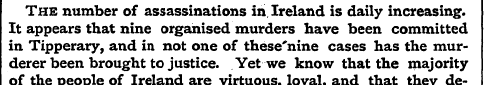 The number of assassinations in, Ireland...