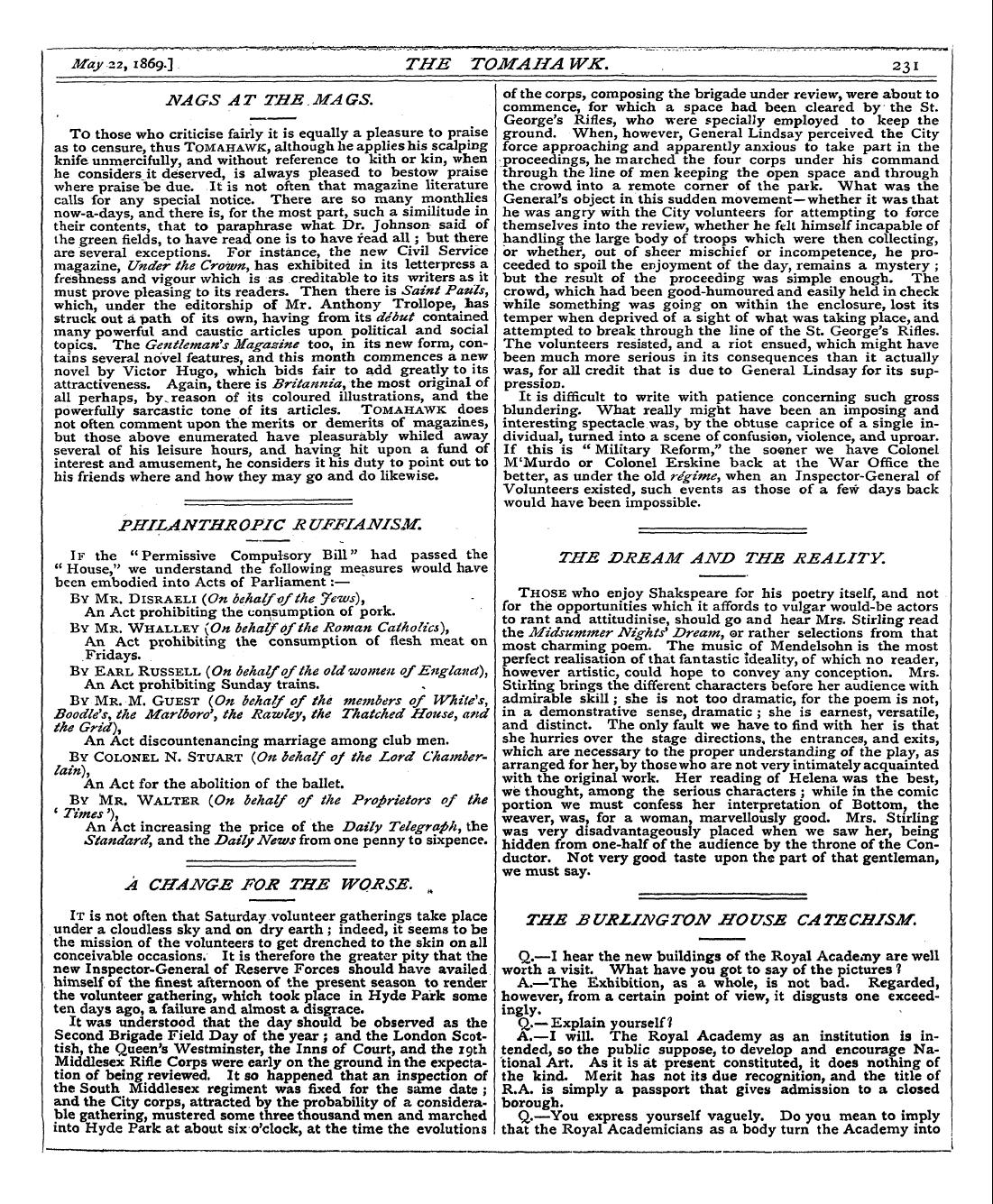 Tomahawk (1867-1870): jS F Y, 1st edition - Philanthropic Ruffianism.