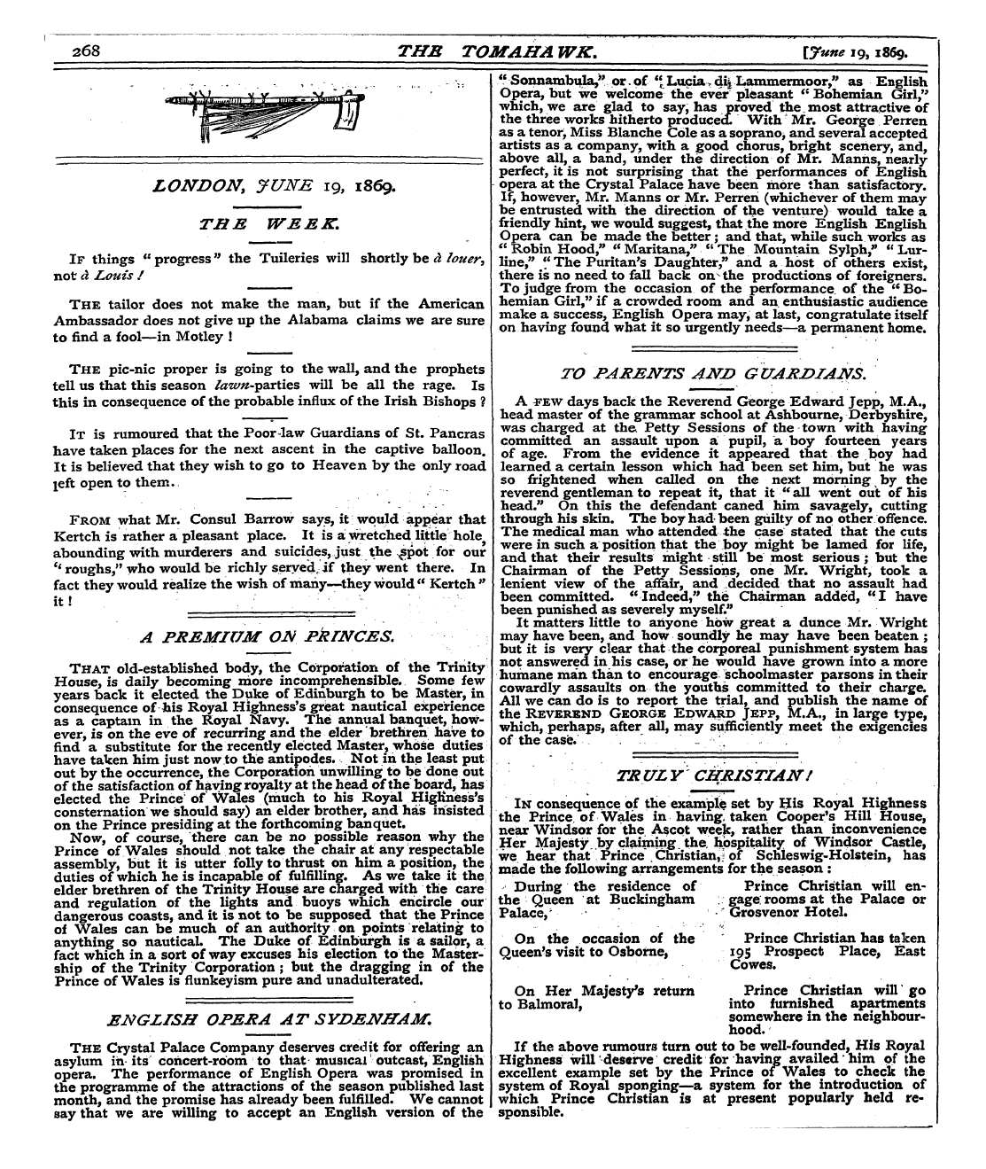 Tomahawk (1867-1870): jS F Y, 1st edition - The Pic-Nic Proper Is Going To The Wall,...