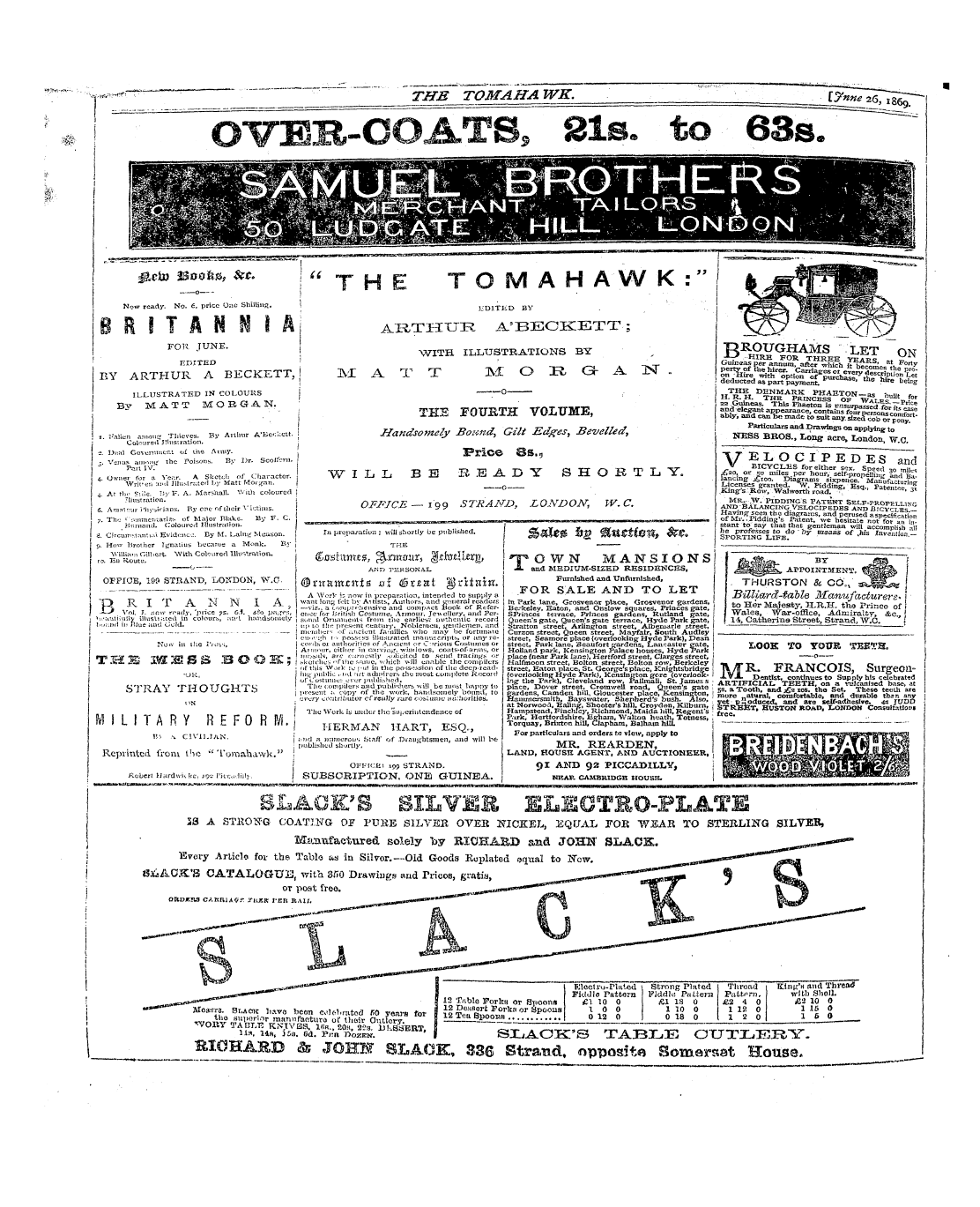 Tomahawk (1867-1870): jS F Y, 1st edition - Ad00211