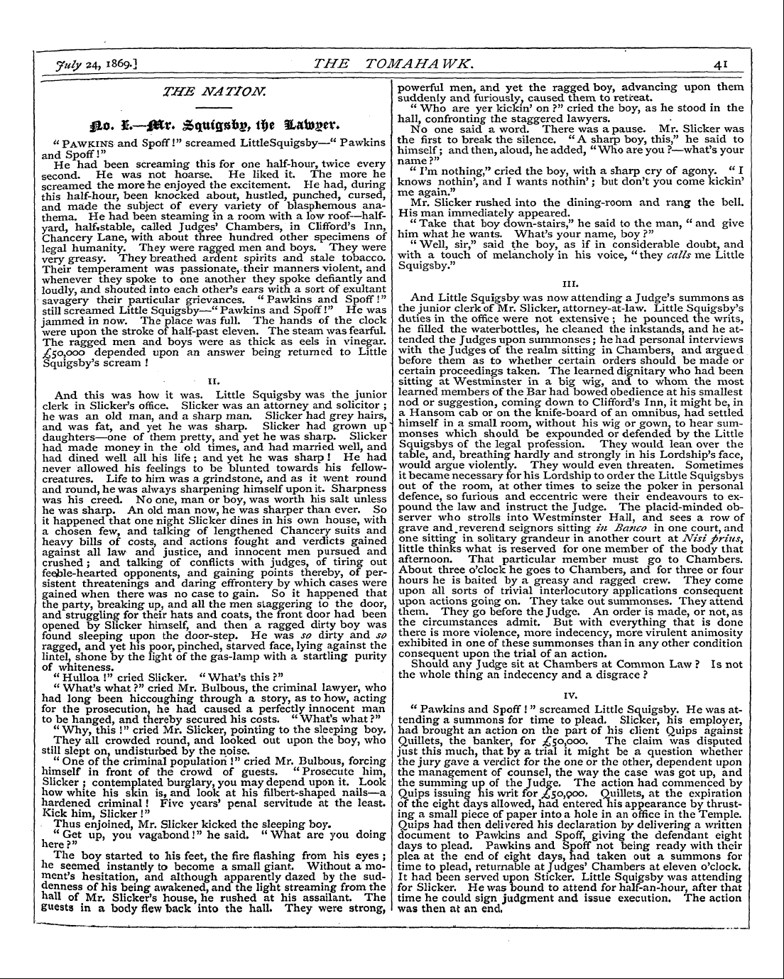 Tomahawk (1867-1870): jS F Y, 1st edition - The Jvat/Ojv.