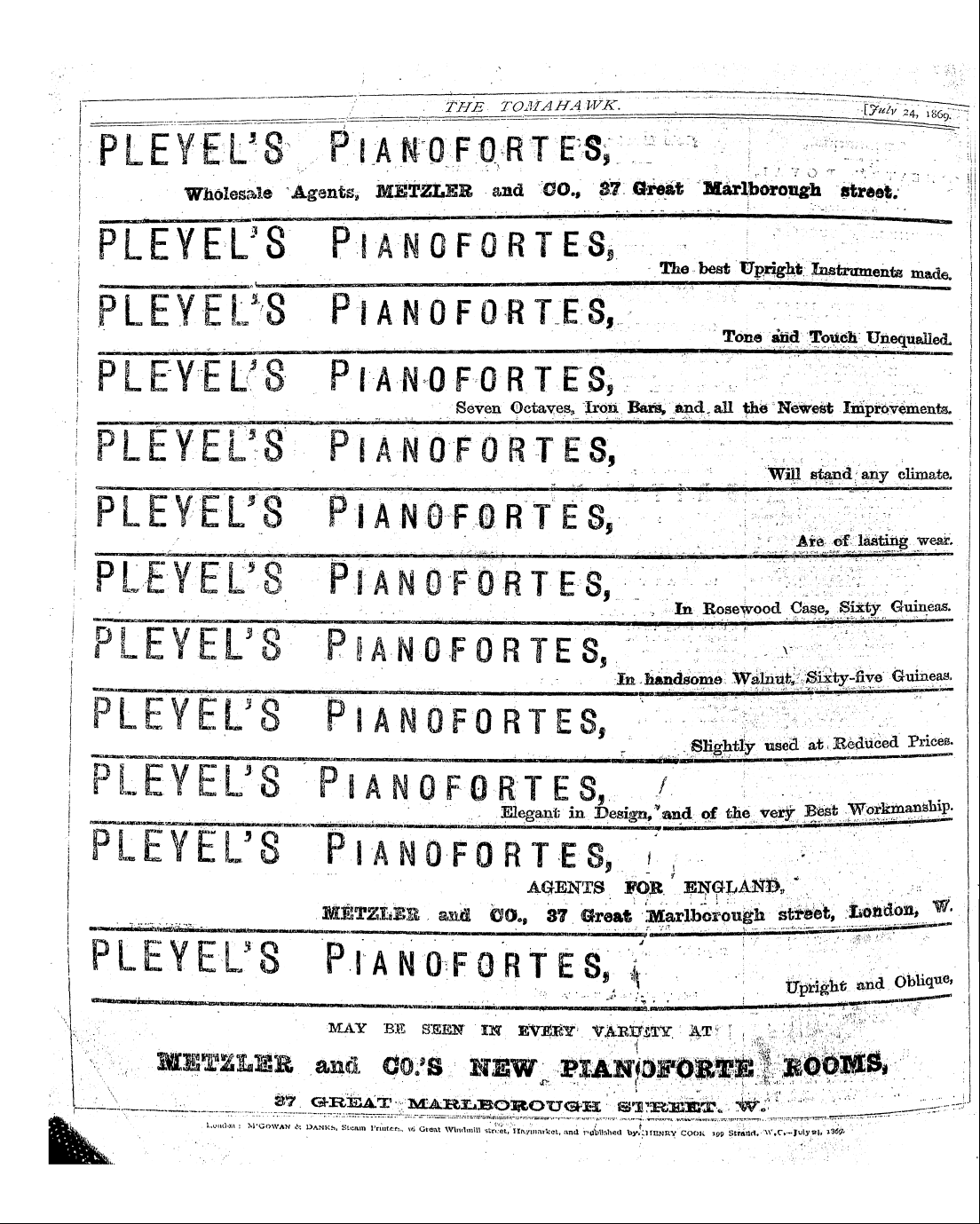 Tomahawk (1867-1870): jS F Y, 1st edition - • R, ": ^'^Z-L^^-L^--^ ^ ^