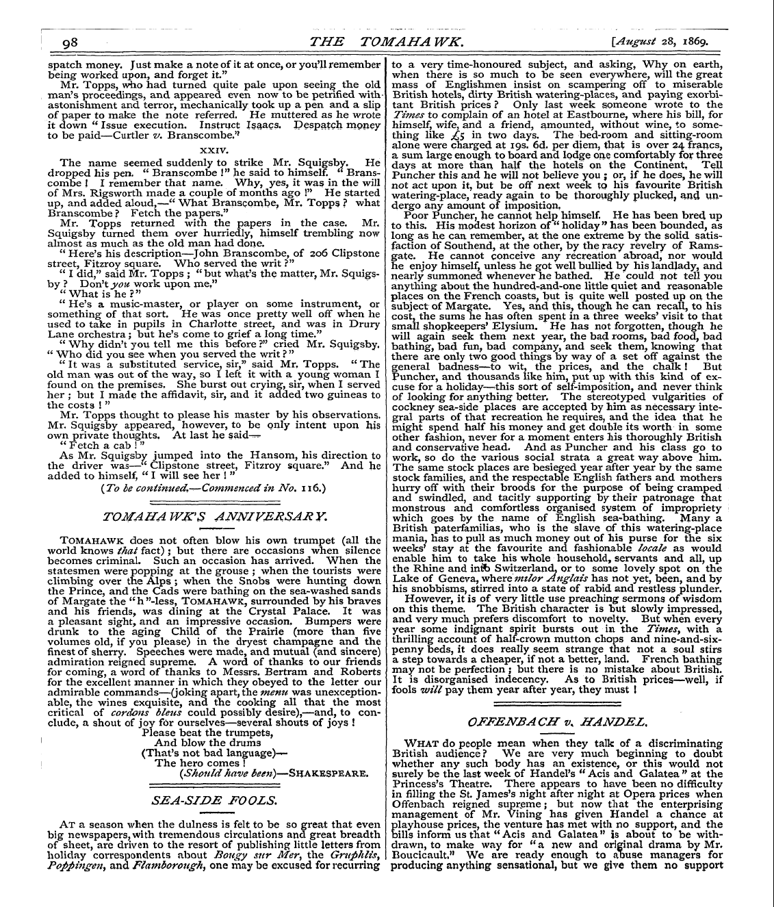 Tomahawk (1867-1870): jS F Y, 1st edition: 12