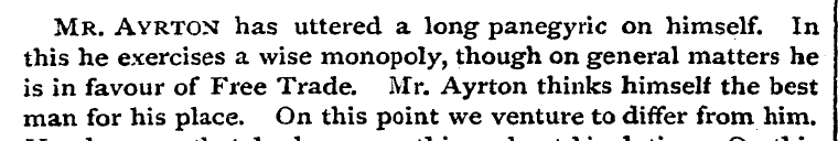 Mr. Ayrton has uttered a long panegyric ...