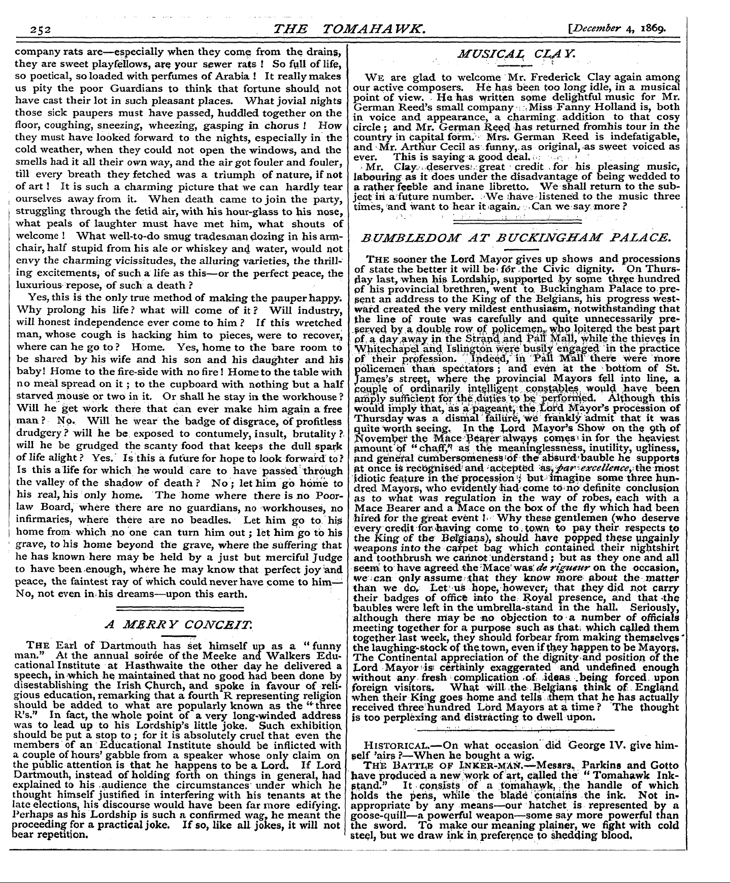 Tomahawk (1867-1870): jS F Y, 1st edition - Self Historic 'Airs ?—When Al.—On He Wha...