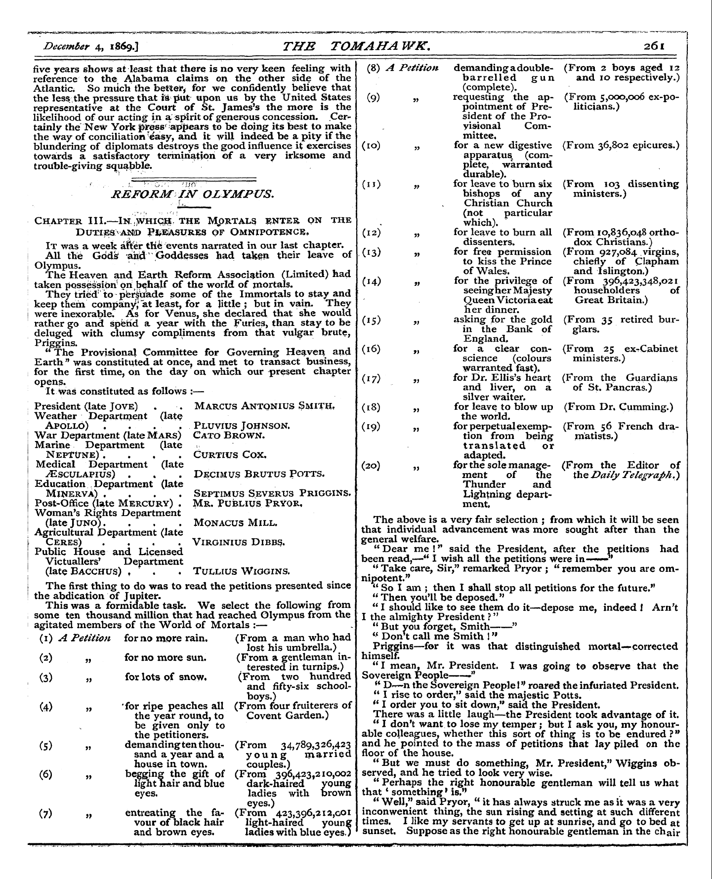 Tomahawk (1867-1870): jS F Y, 1st edition - Reform Zat Olympus.