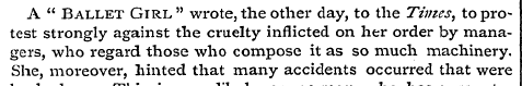 A " Ballet Girl" wrote, the other day, t...