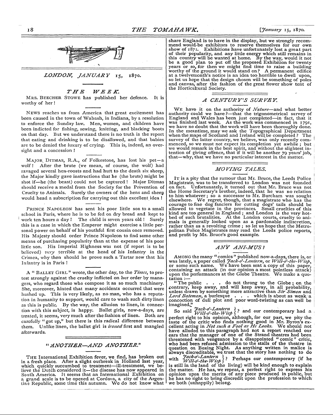Tomahawk (1867-1870): jS F Y, 1st edition: 6