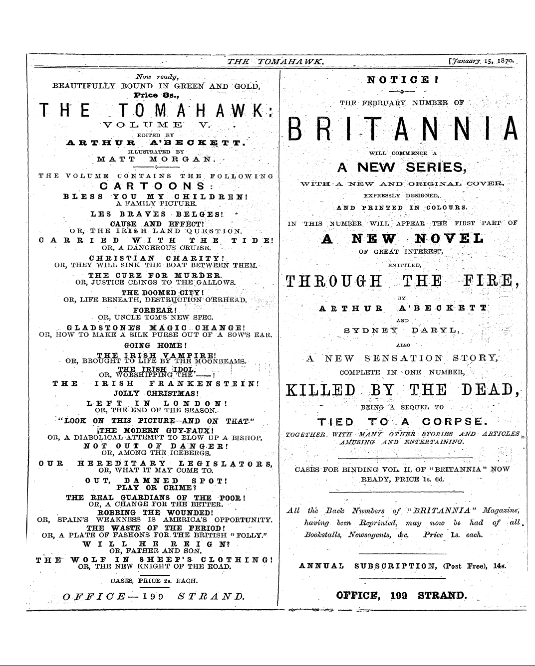 Tomahawk (1867-1870): jS F Y, 1st edition: 14