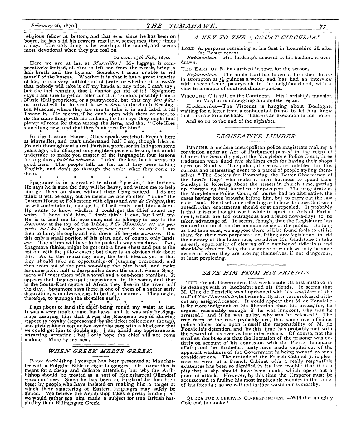 Tomahawk (1867-1870): jS F Y, 1st edition - Imagine A Modern Metropolitan Police Mag...