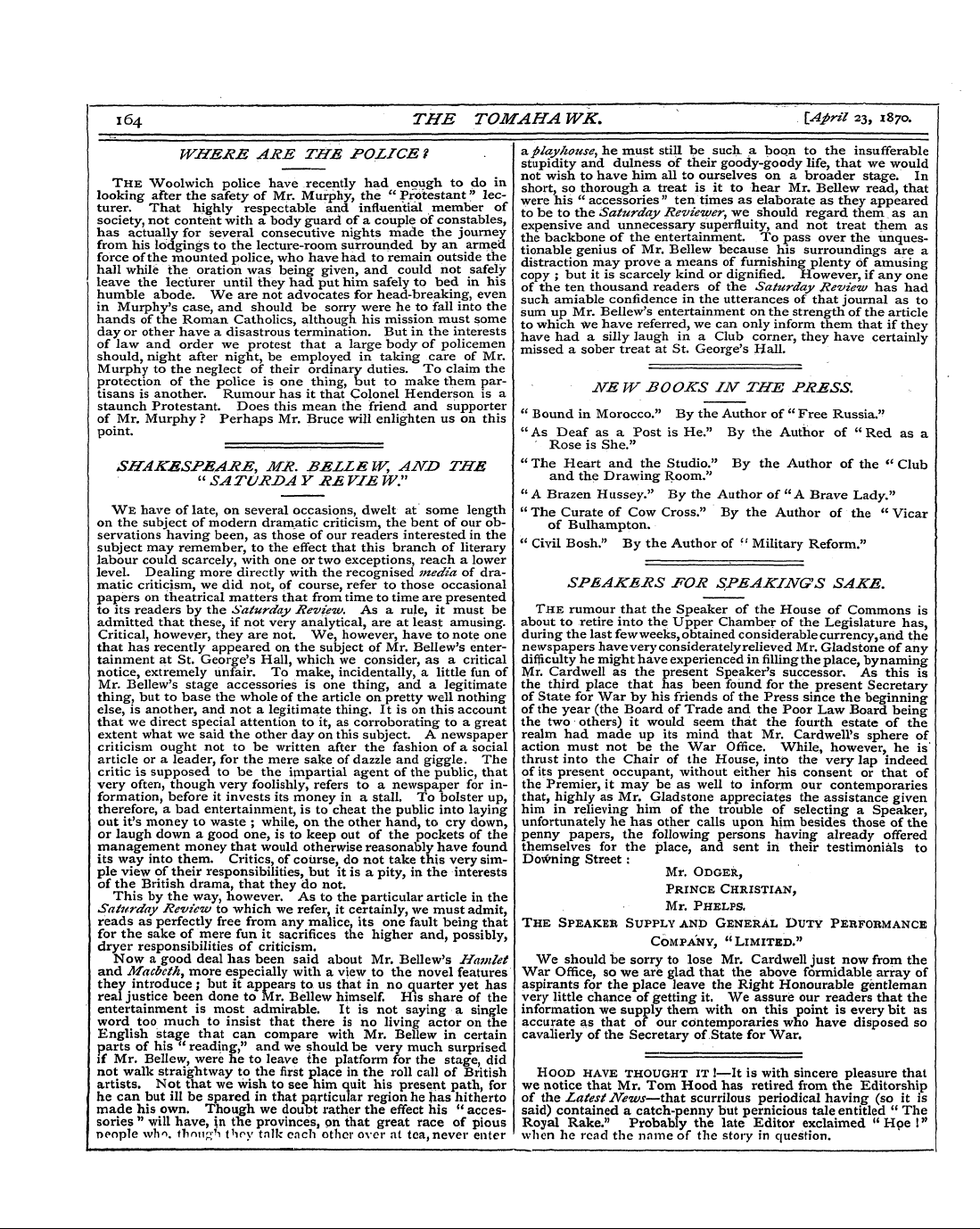 Tomahawk (1867-1870): jS F Y, 1st edition: 12