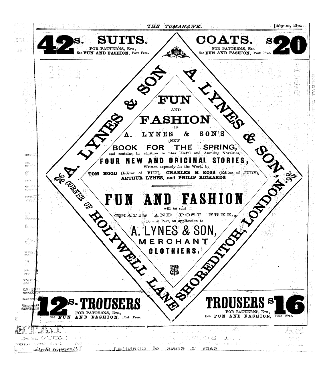 Tomahawk (1867-1870): jS F Y, 1st edition - The Tomaha Wk. \M*Y 2i > L8 7°«