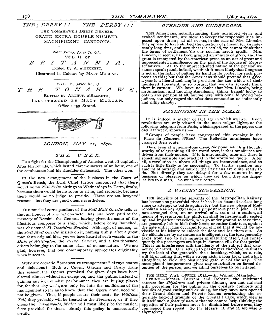 Tomahawk (1867-1870): jS F Y, 1st edition - ¦ Y