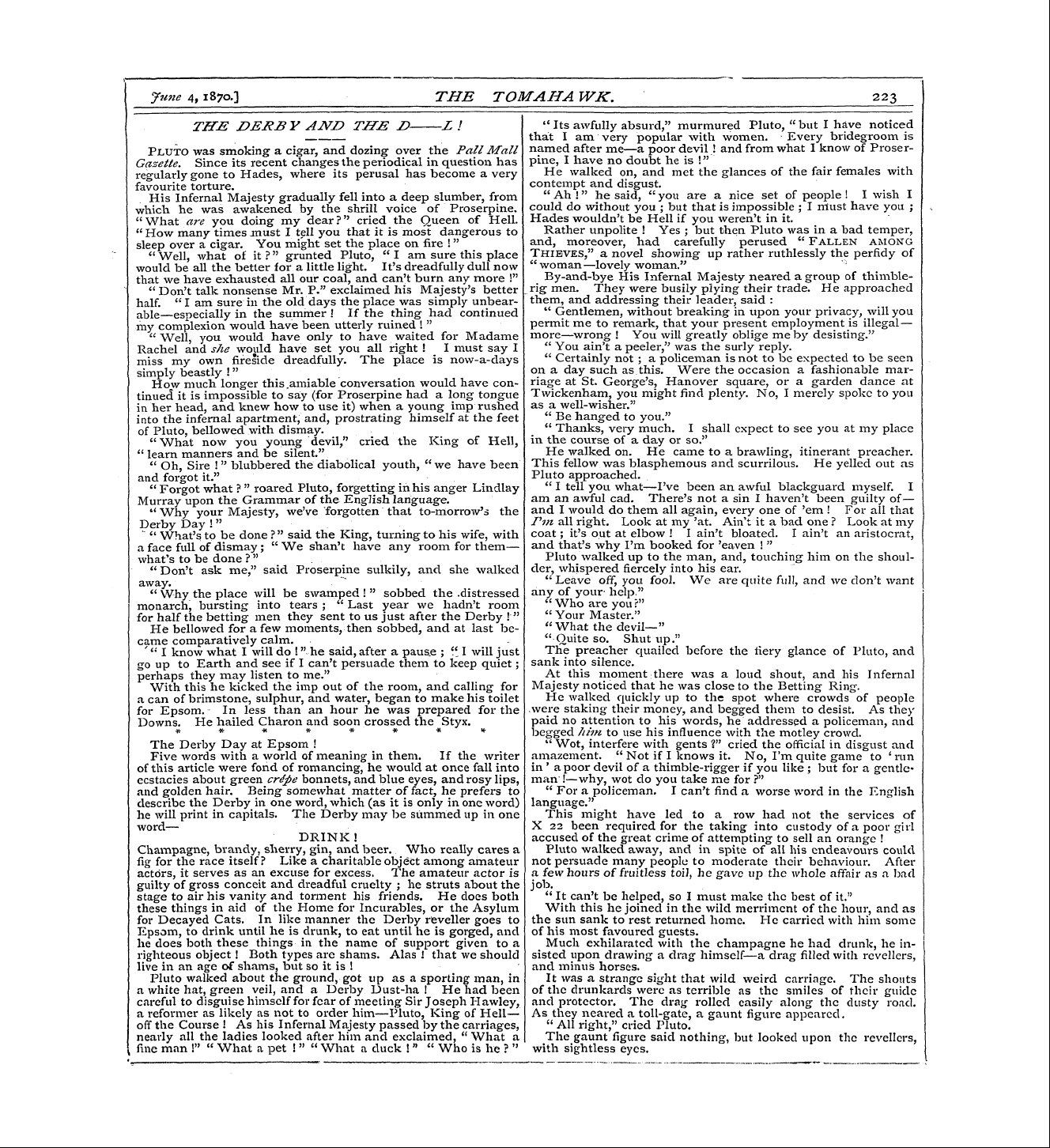 Tomahawk (1867-1870): jS F Y, 1st edition - Titje Derby Ajvn T&J5 Z&Gt; L I