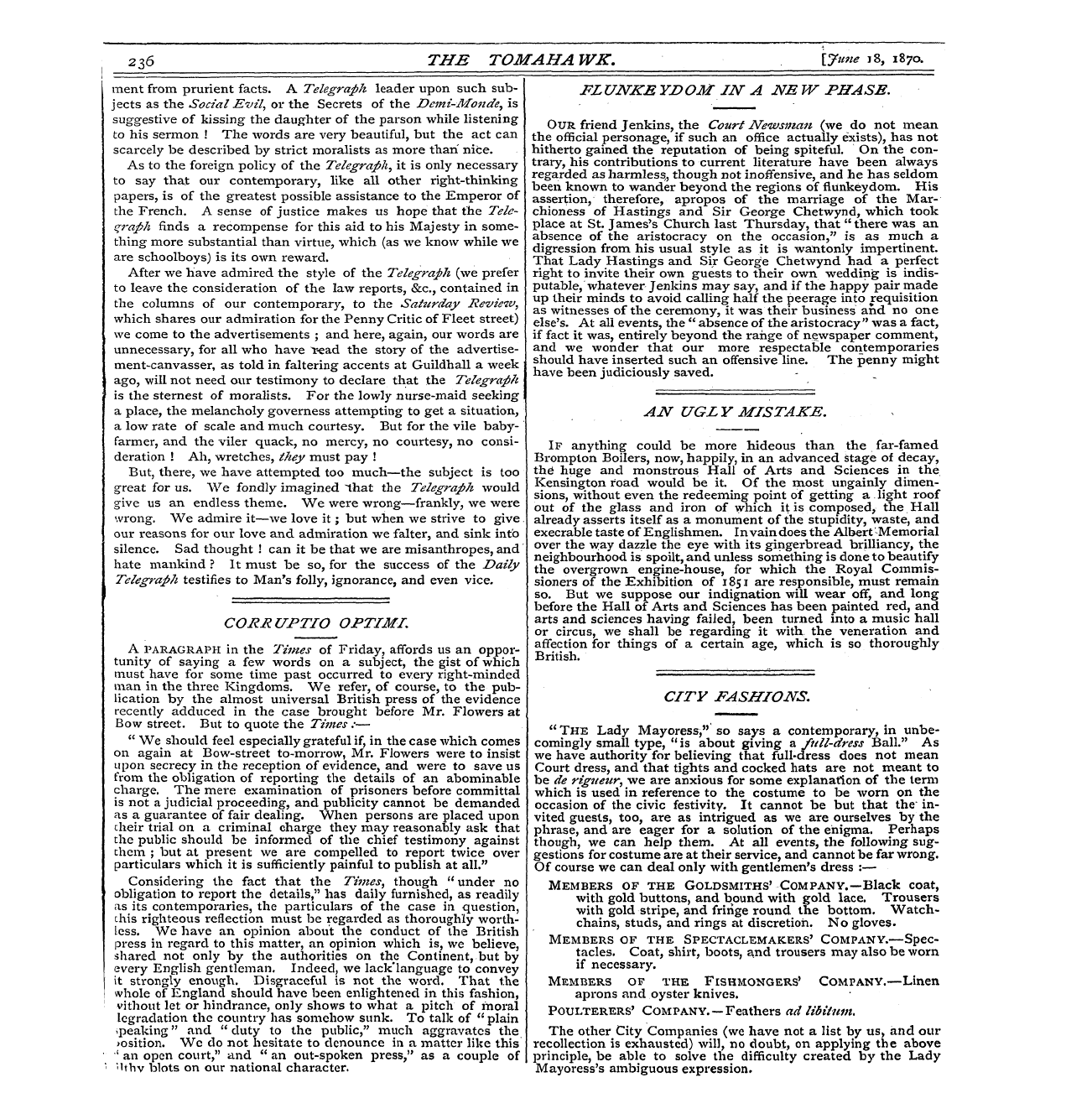 Tomahawk (1867-1870): jS F Y, 1st edition - Flunke Yjdom In A Ne W Phase.