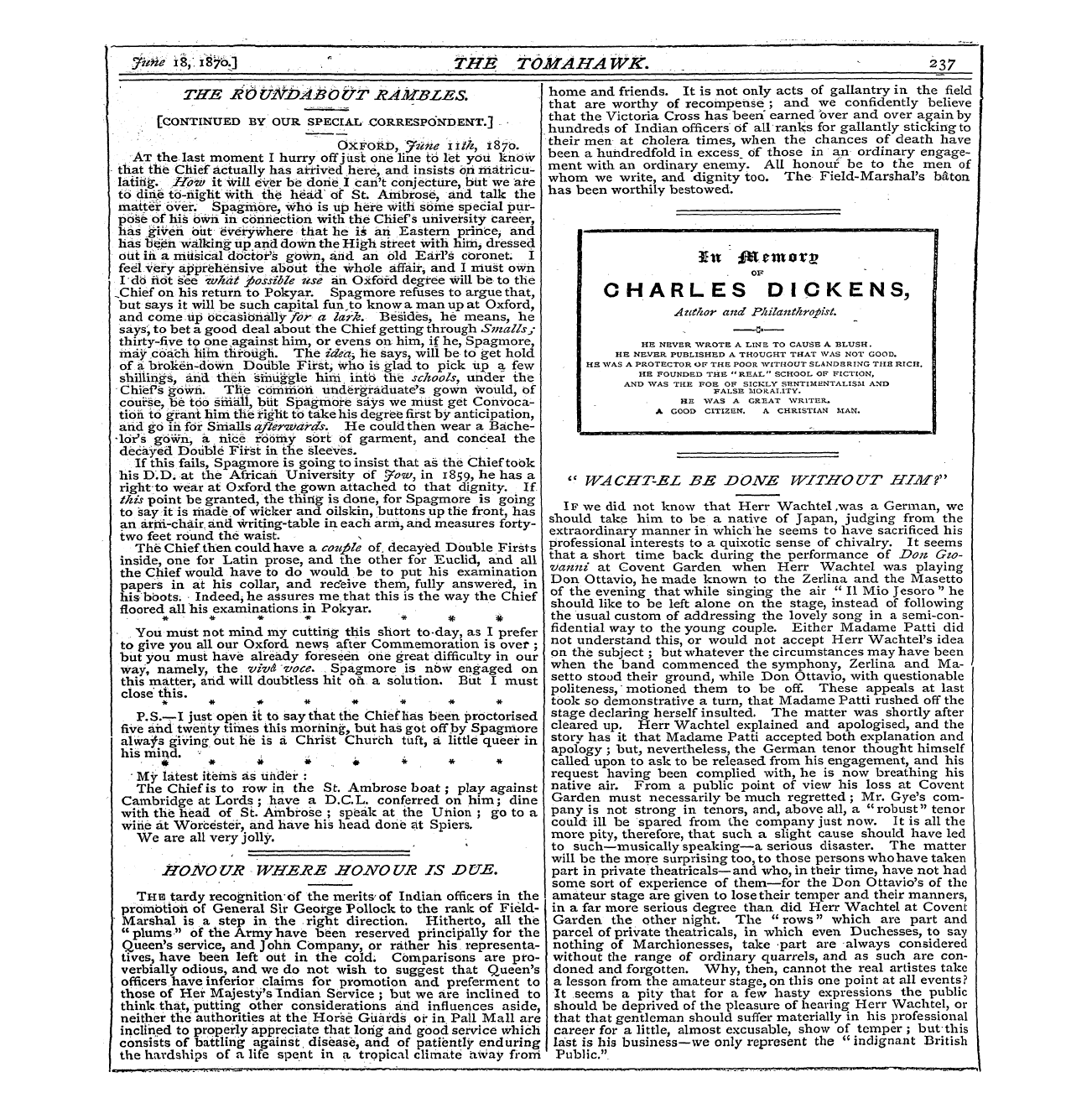 Tomahawk (1867-1870): jS F Y, 1st edition - « Tvacht-Ez Be Done Witjatout Him!"