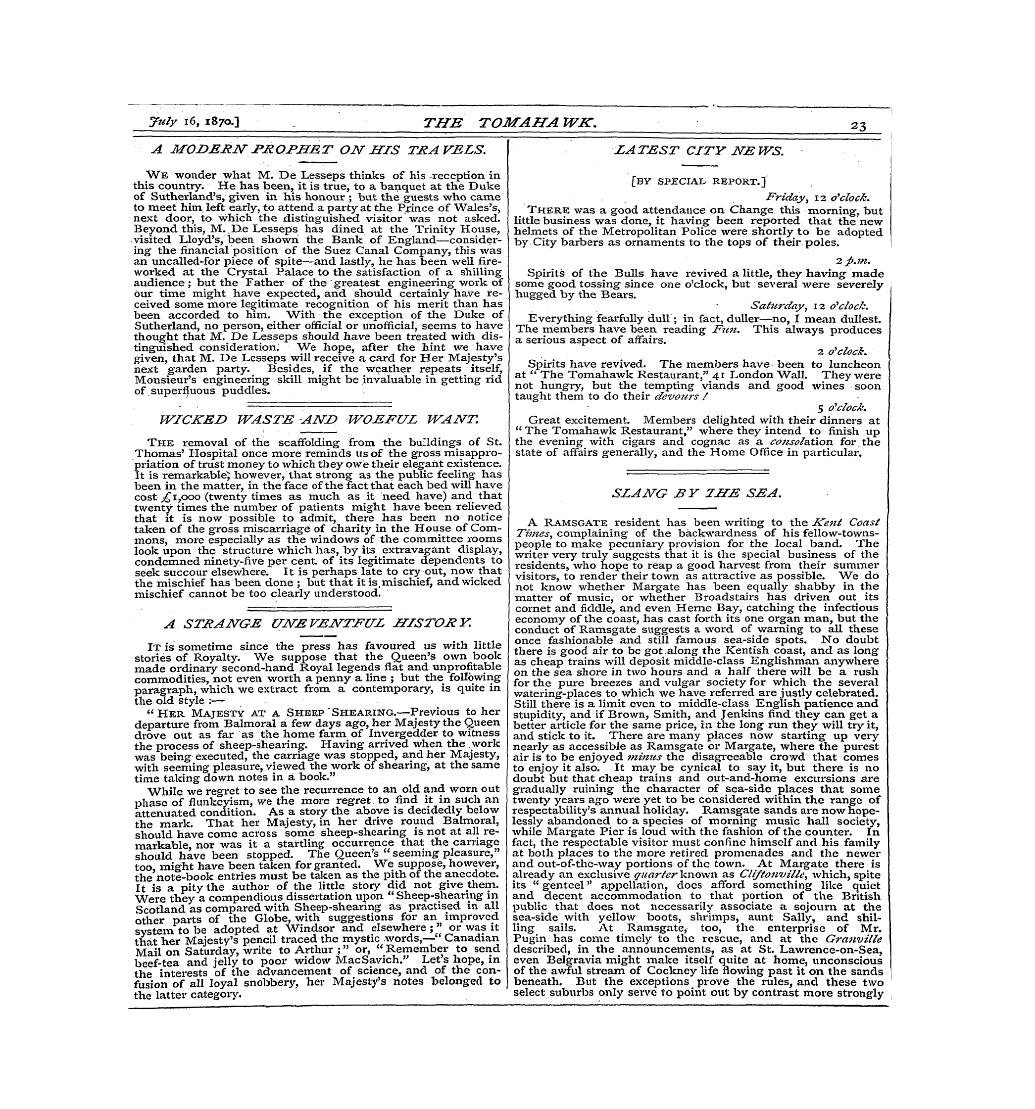 Tomahawk (1867-1870): jS F Y, 1st edition - Slang By 7he Sea.