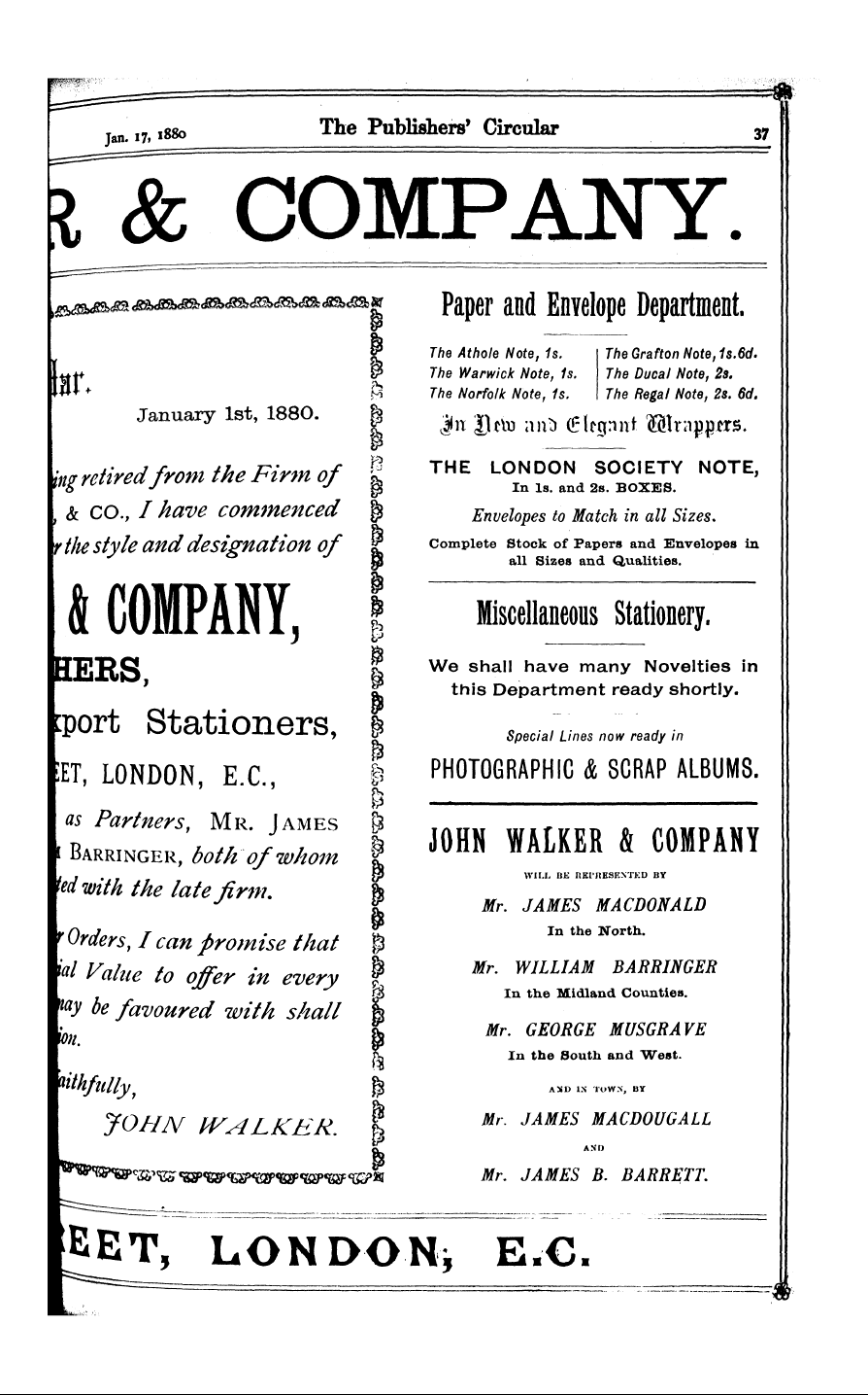 Publishers’ Circular (1880-1890): jS F Y, 1st edition - Ad03601