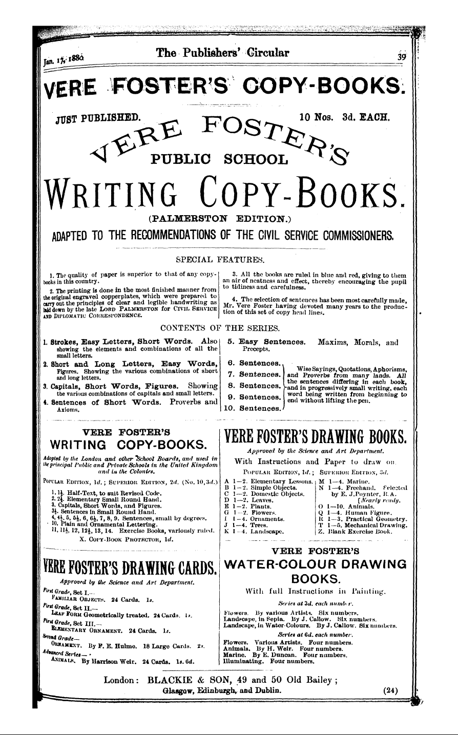 Publishers’ Circular (1880-1890): jS F Y, 1st edition - Ad03901