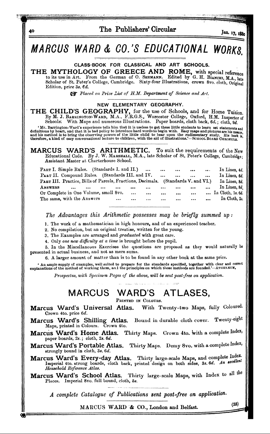 Publishers’ Circular (1880-1890): jS F Y, 1st edition - Ad04001