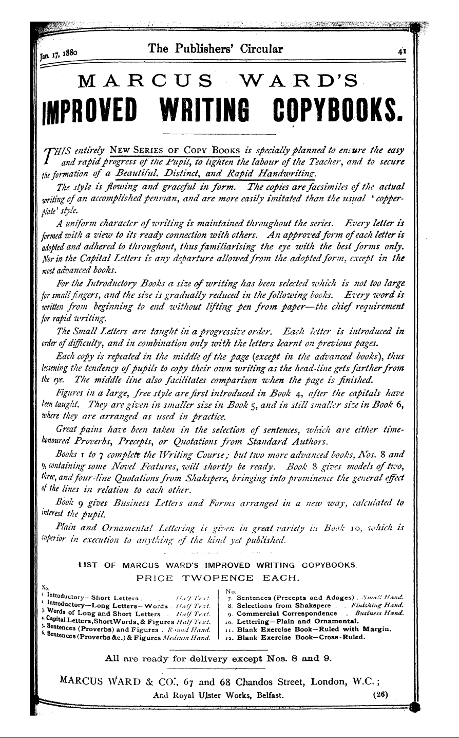 Publishers’ Circular (1880-1890): jS F Y, 1st edition: 41